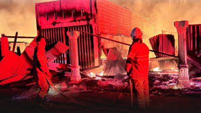 Kebakaran Hebat di Pasar Lama Pekan Tebih, 20 Rumah Hangus Dilalap Api