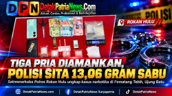 Tiga Pria Ujungbatu Diamankan, Polisi Sita 13,06 Gram Sabu