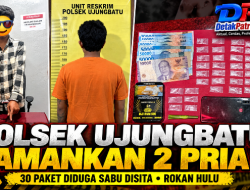 Polsek Ujungbatu Amankan 2 Pria, 30 Paket Sabu Disita
