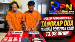 Polsek Perhentian Raja Tangkap Dua Terduga Pengedar Sabu 13,08 Gram