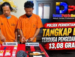 Polsek Perhentian Raja Tangkap Dua Terduga Pengedar Sabu 13,08 Gram